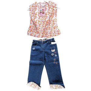 Deux par Deux dots & denim capris with matching to